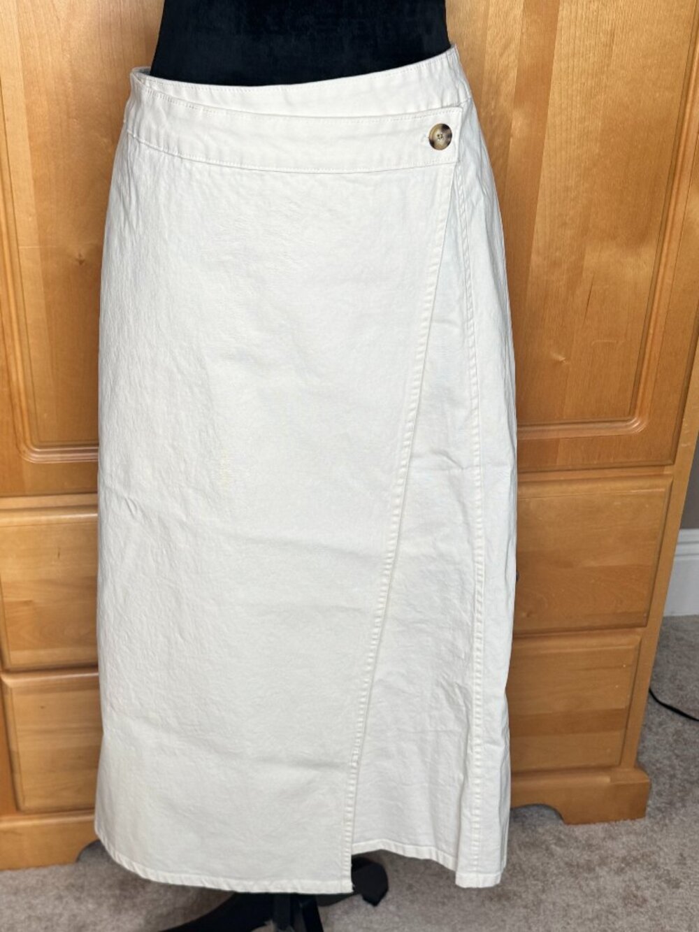 Universal Thread Cream Wrap-Style Midi Skirt with Side Button